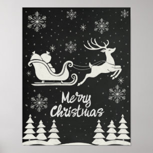 Poster de Noël Joyeux en tableau avec rennes