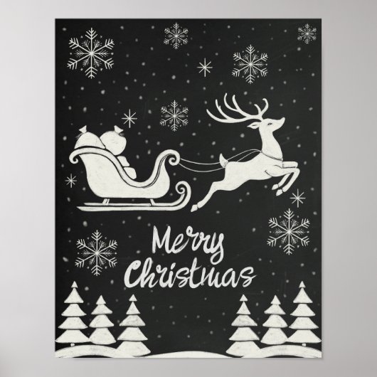 Poster de Noël Joyeux en tableau avec rennes (Devant)