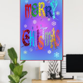 Poster de Noël joyeux et coloré grand (Bureau à domicile)