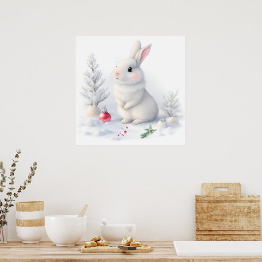 Poster de Noël Lapin Neige (Cuisine)