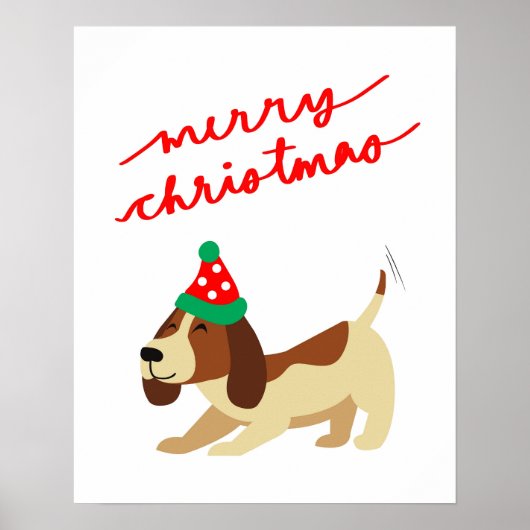 Poster de Noël, Poster de Noël du chien mignon, Fe (Devant)