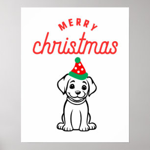 Poster de Noël, signe Noël de chien, mignonne fête