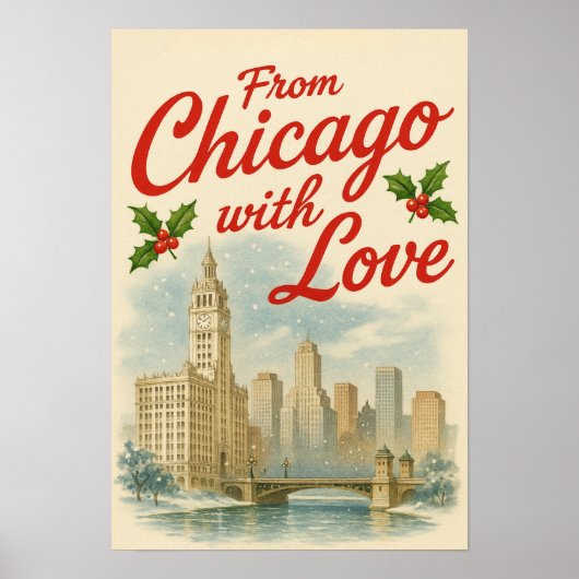 Poster de Noël Vintage - De Chicago With Love (Devant)