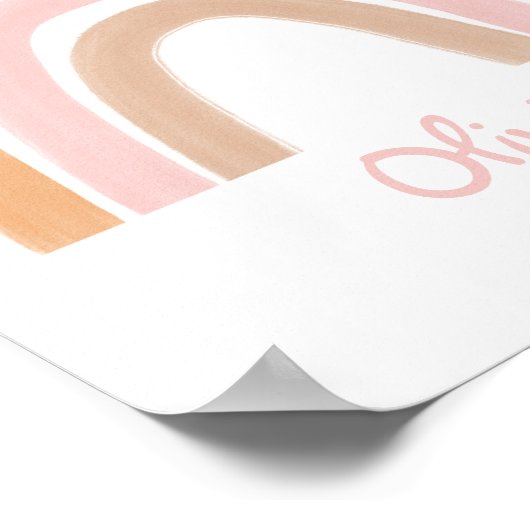 Poster de nom personnalisé Boho Rainbow moderne (Coin)