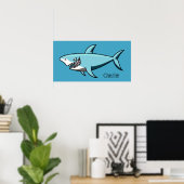 Poster de nom personnalisé de requin cool (Bureau à domicile)