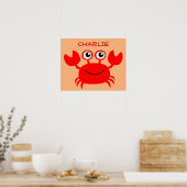 Poster de nom personnalisé Happy Crab (Cuisine)
