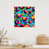 Poster de nombreuses peintures de fruits de prune (Cuisine)
