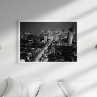 Poster de nuit de la ville aérienne en noir et bla