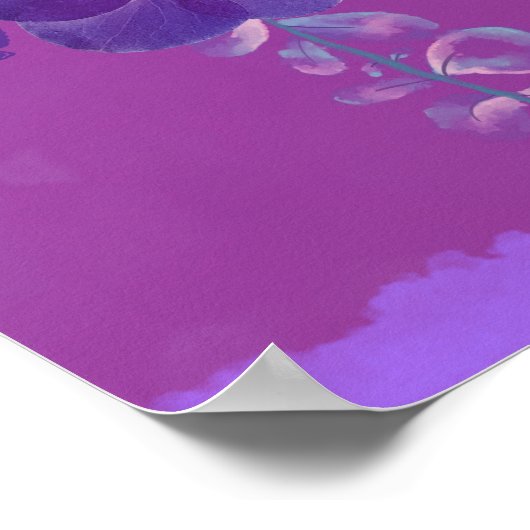 Poster De Nuit Fleurs De Néon Violet (Coin)