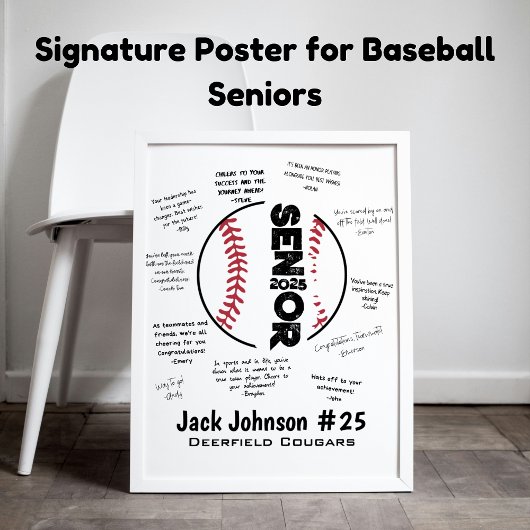 Poster de nuit senior de baseball pour signatures