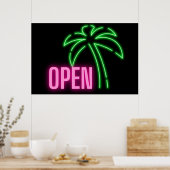 Poster de palmier néon vert et rose ouvert (Cuisine)