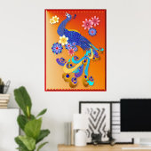 Poster de paon et de fleurs fantaisie (Bureau à domicile)