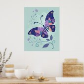 Poster de papillon bleu Patchwork (Cuisine)