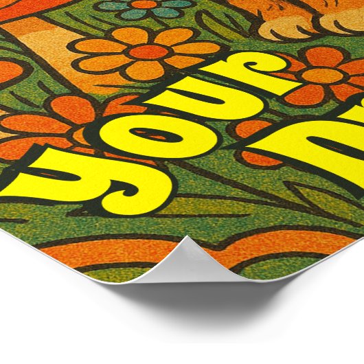 Poster de papillon Retro Psychedelic Kitten à rega (Coin)