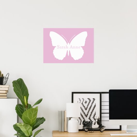Poster de papillon rose (Bureau à domicile)