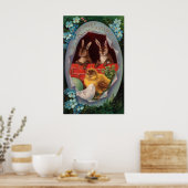 Poster de Pâques de lapins et de poussins (Cuisine)