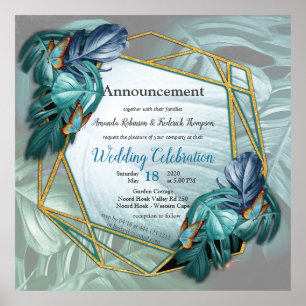 Poster de Paradise Tropical Splash en Blues, Turquoise