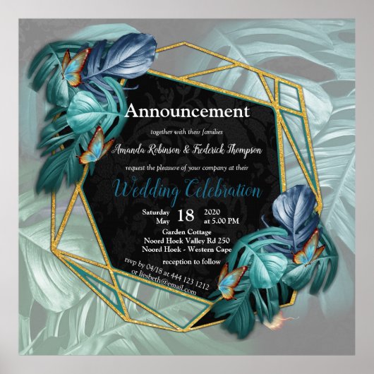 Poster de Paradise Tropical Splash en Blues, Turquoise (Devant)