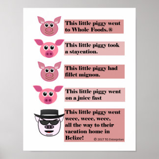 Poster de parodie "This Little Piggy", 11" x 14"