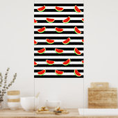 Poster de pastèque, affiche de fruits, rayures NOI (Cuisine)