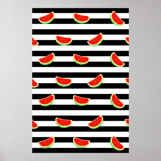 Poster de pastèque, affiche de fruits, rayures NOI (Devant)