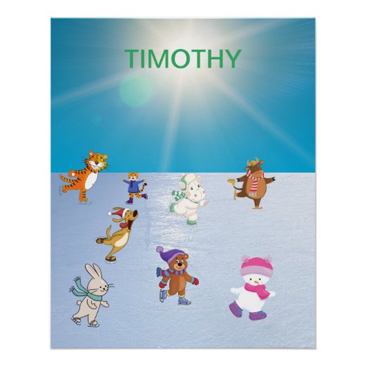 Poster de patinage sur glace animal (Devant)