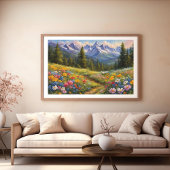 Poster de paysage perdu dans un champ de fleurs