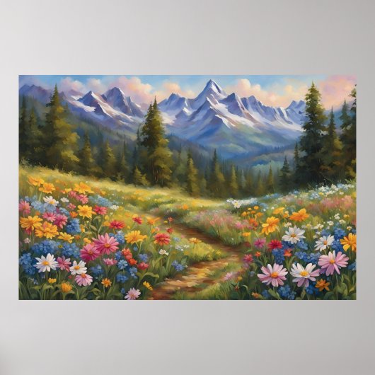 Poster de paysage perdu dans un champ de fleurs (Devant)