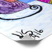 Poster de pêche de chats drôle et lunatique (Coin)