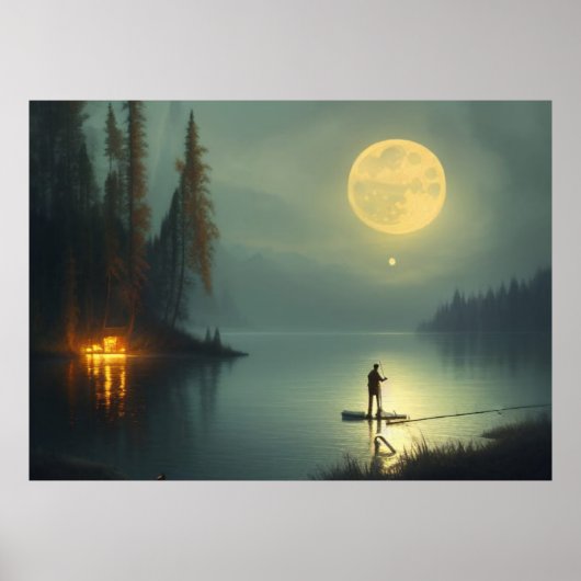 Poster de pêche de minuit (Devant)