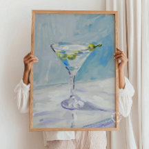 Poster de peinture à cocktail Martini - Bleu