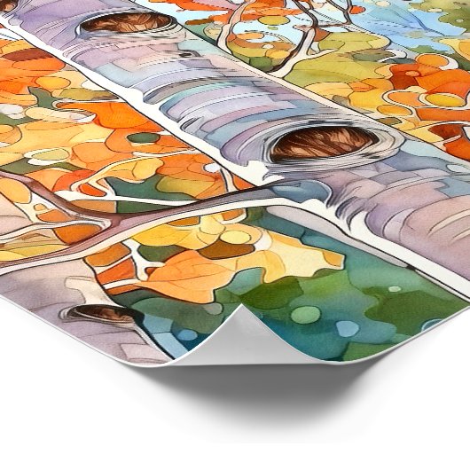 Poster de peinture à l'aquarelle de la forêt de Bi (Coin)