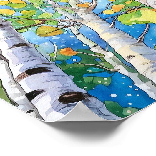 Poster de peinture à l'aquarelle de la forêt de Bi (Coin)