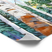 Poster de peinture à l'aquarelle de la forêt de Bi (Coin)