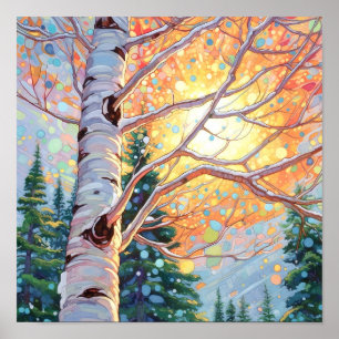 Poster de peinture à l'aquarelle de la forêt de Su