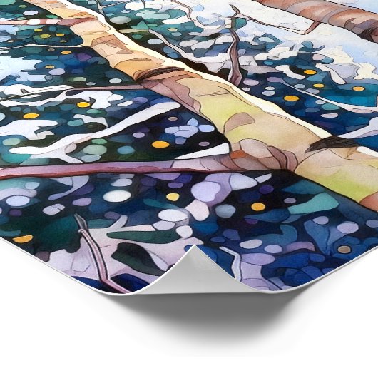 Poster de peinture à l'aquarelle de la forêt de Su (Coin)