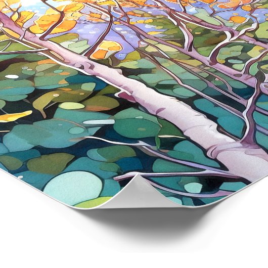 Poster de peinture à l'aquarelle de la forêt de Su (Coin)