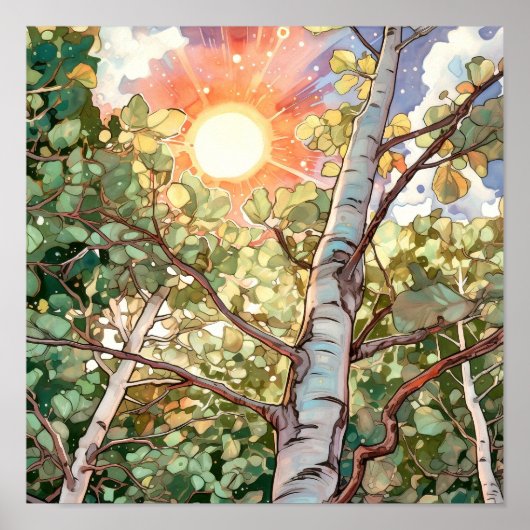 Poster de peinture à l'aquarelle de la forêt de Su (Devant)