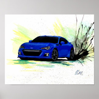 Poster de peinture à l'aquarelle Subaru BRZ