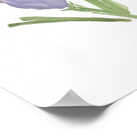 Poster de peinture à l'aquarelle violette Iris (Coin)