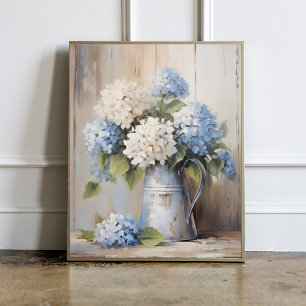 Poster de peinture à l'huile Blue Hydrangea