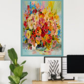 Poster de peinture à l'huile florale (Bureau à domicile)