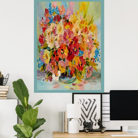 Poster de peinture à l'huile florale (Bureau à domicile)