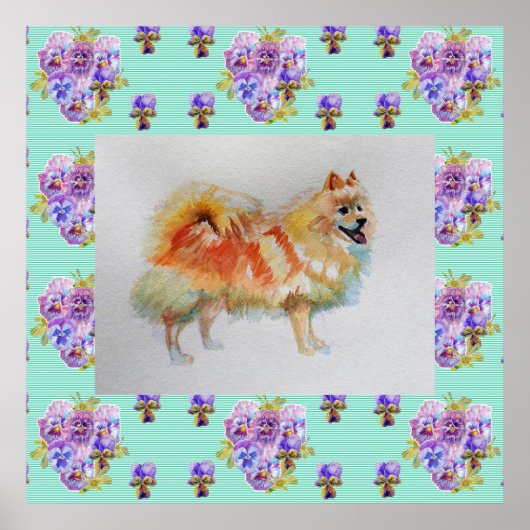 Poster de peinture de chien de Spitz Pomeranian al (Devant)