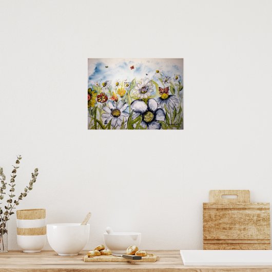 poster de peinture de fleurs de papillon (Cuisine)