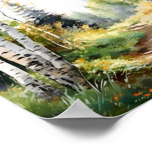 Poster de peinture de forêt de bouleau (Coin)