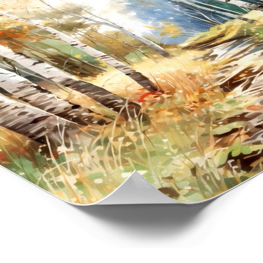 Poster de peinture de forêt de bouleau (Coin)