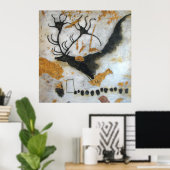 Poster de peinture de grotte Lascaux Megaloceros (Bureau à domicile)