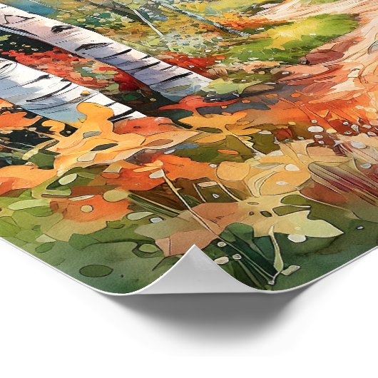 Poster de peinture de la forêt de bouleau (Coin)