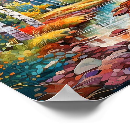 Poster de peinture de la forêt de bouleau (Coin)